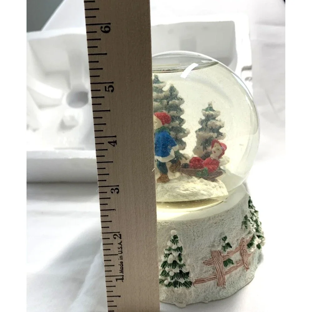 Holiday Classic Scenic Holiday Snowglobe Handcrafted Cast Resin Base Box Flaw